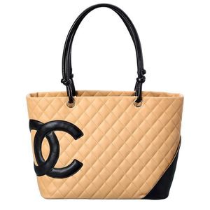 Chanel Neutral Quilted Lambskin Leather Large Cambon Tote (Authentic Pre- Owned)